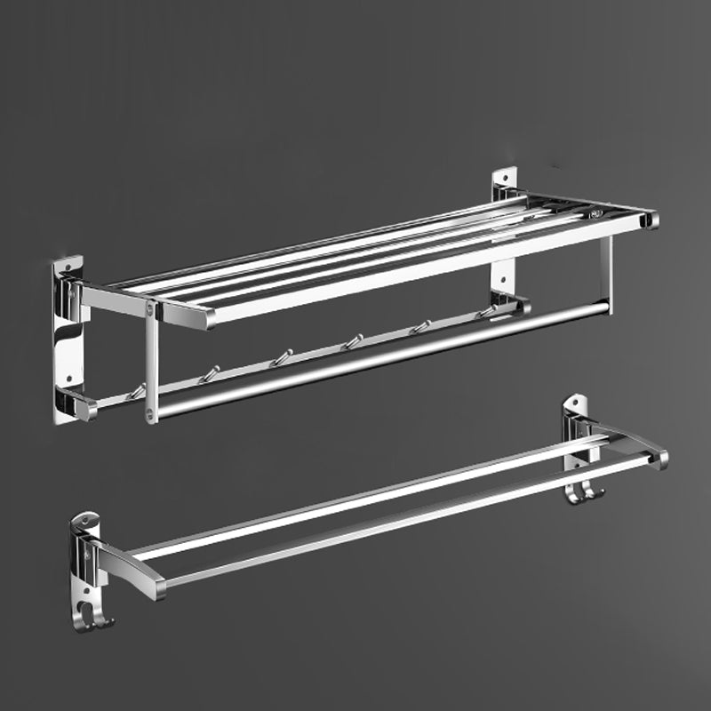 Modern Bath Hardware Set Silver Bathroom Accessories Hardware Set Towel Rack with Towel Bar Clearhalo 'Bathroom Hardware Sets' 'Bathroom Hardware' 'Bathroom Remodel & Bathroom Fixtures' 'bathroom_hardware_sets' 'Home Improvement' 'home_improvement' 'home_improvement_bathroom_hardware_sets' 6997642