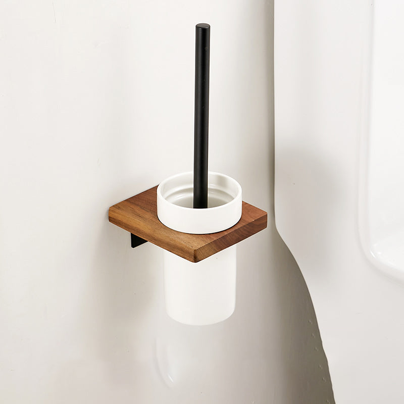 Walnut Brown Bathroom Accessory Set Metal Foldable Bath Hardware Set Toilet Brush Clearhalo 'Bathroom Hardware Sets' 'Bathroom Hardware' 'Bathroom Remodel & Bathroom Fixtures' 'bathroom_hardware_sets' 'Home Improvement' 'home_improvement' 'home_improvement_bathroom_hardware_sets' 6997693