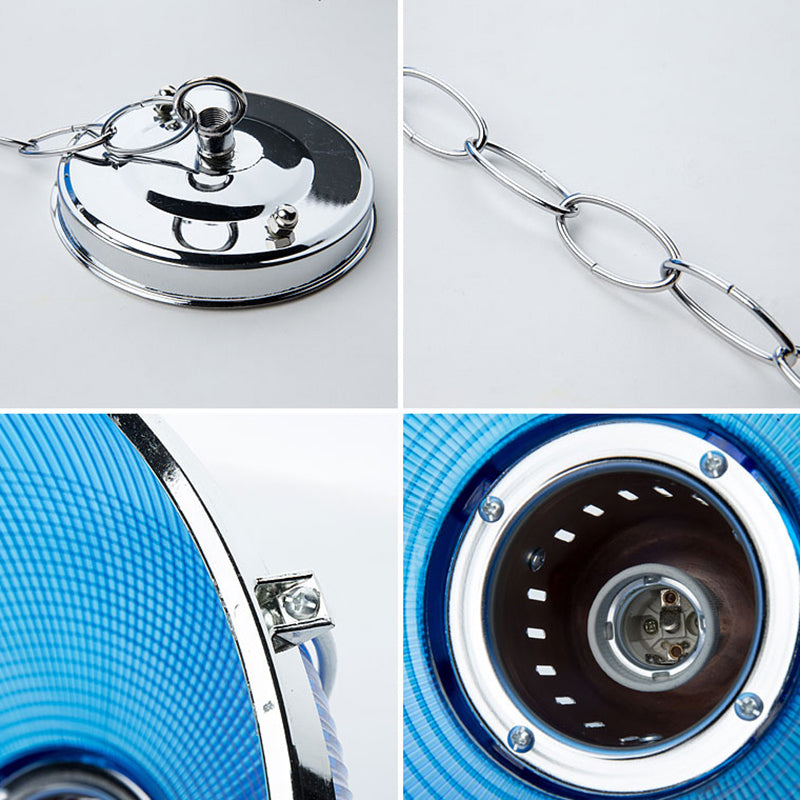 Acrylic and Metal Ribbed Dome Pendant Lighting Industrial 1 Head Living Room Hanging Lamp in White/Red/Yellow Clearhalo 'Ceiling Lights' 'Industrial Pendants' 'Industrial' 'Middle Century Pendants' 'Pendant Lights' 'Pendants' 'Tiffany' Lighting' 69977