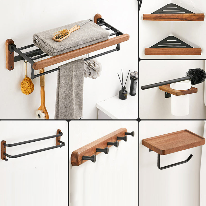 Walnut Brown Bathroom Accessory Set Metal Foldable Bath Hardware Set 7-Piece Set Clearhalo 'Bathroom Hardware Sets' 'Bathroom Hardware' 'Bathroom Remodel & Bathroom Fixtures' 'bathroom_hardware_sets' 'Home Improvement' 'home_improvement' 'home_improvement_bathroom_hardware_sets' 6997704