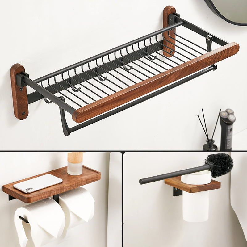 Walnut Brown Bathroom Accessory Set Metal Foldable Bath Hardware Set 3-Piece Set (Toilet Paper Holder) Clearhalo 'Bathroom Hardware Sets' 'Bathroom Hardware' 'Bathroom Remodel & Bathroom Fixtures' 'bathroom_hardware_sets' 'Home Improvement' 'home_improvement' 'home_improvement_bathroom_hardware_sets' 6997709