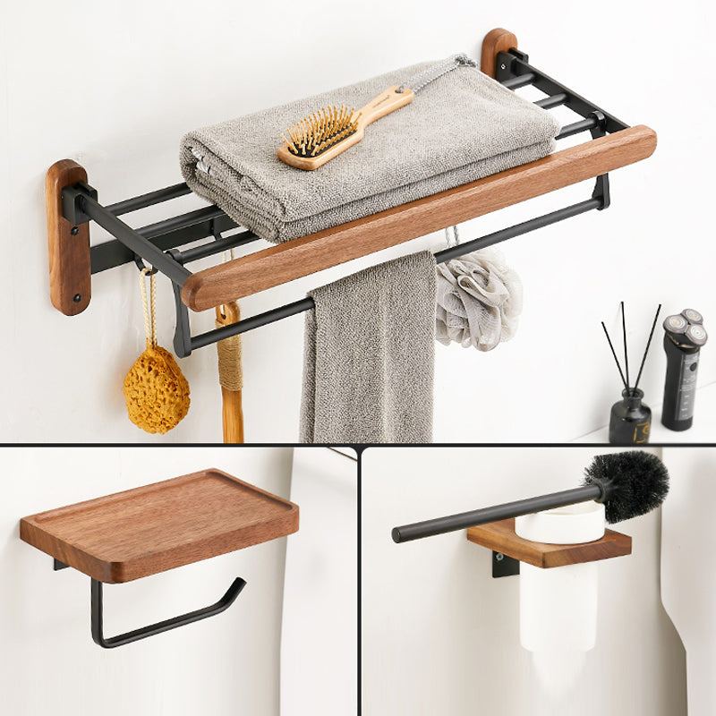 Walnut Brown Bathroom Accessory Set Metal Foldable Bath Hardware Set 3-Piece Set Clearhalo 'Bathroom Hardware Sets' 'Bathroom Hardware' 'Bathroom Remodel & Bathroom Fixtures' 'bathroom_hardware_sets' 'Home Improvement' 'home_improvement' 'home_improvement_bathroom_hardware_sets' 6997711