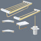Polished Brass Bathroom Accessory Set Marble Bathroom Hardware White 6-Piece Set Clearhalo 'Bathroom Hardware Sets' 'Bathroom Hardware' 'Bathroom Remodel & Bathroom Fixtures' 'bathroom_hardware_sets' 'Home Improvement' 'home_improvement' 'home_improvement_bathroom_hardware_sets' 6997744