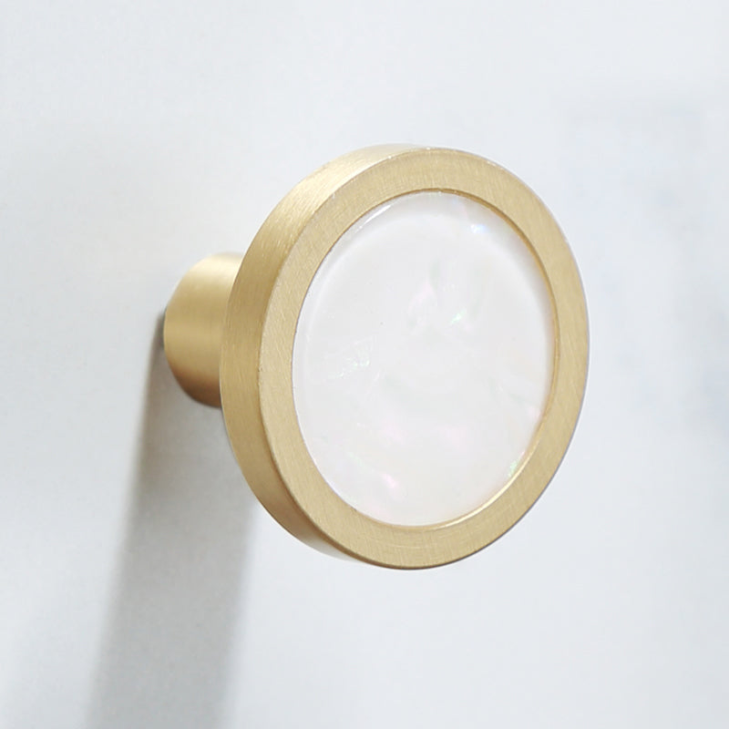 Polished Brass Bathroom Accessory Set Marble Bathroom Hardware White Round Single Hook Clearhalo 'Bathroom Hardware Sets' 'Bathroom Hardware' 'Bathroom Remodel & Bathroom Fixtures' 'bathroom_hardware_sets' 'Home Improvement' 'home_improvement' 'home_improvement_bathroom_hardware_sets' 6997748