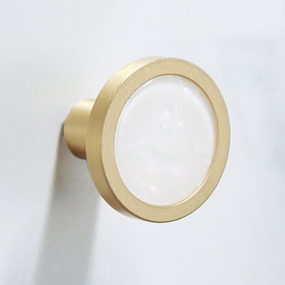 Polished Brass Bathroom Accessory Set Marble Bathroom Hardware White Round Single Hook Clearhalo 'Bathroom Hardware Sets' 'Bathroom Hardware' 'Bathroom Remodel & Bathroom Fixtures' 'bathroom_hardware_sets' 'Home Improvement' 'home_improvement' 'home_improvement_bathroom_hardware_sets' 6997748