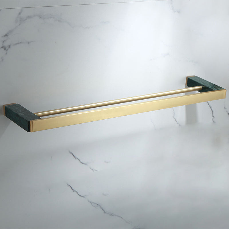 Polished Brass Bathroom Accessory Set Marble Bathroom Hardware Green Towel Bar (Double Rods) Clearhalo 'Bathroom Hardware Sets' 'Bathroom Hardware' 'Bathroom Remodel & Bathroom Fixtures' 'bathroom_hardware_sets' 'Home Improvement' 'home_improvement' 'home_improvement_bathroom_hardware_sets' 6997754