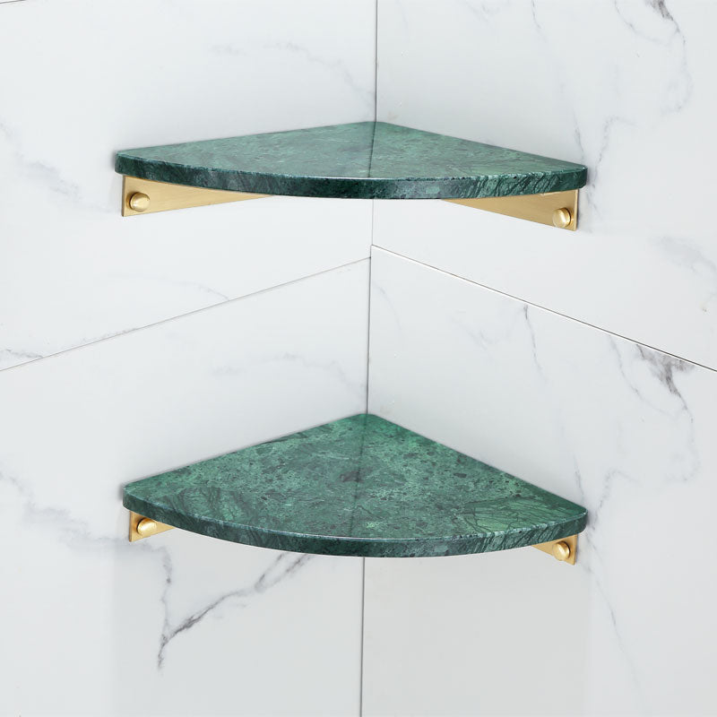 Polished Brass Bathroom Accessory Set Marble Bathroom Hardware Green 2-Piece Set (Triangular Bath Shelf) Clearhalo 'Bathroom Hardware Sets' 'Bathroom Hardware' 'Bathroom Remodel & Bathroom Fixtures' 'bathroom_hardware_sets' 'Home Improvement' 'home_improvement' 'home_improvement_bathroom_hardware_sets' 6997755