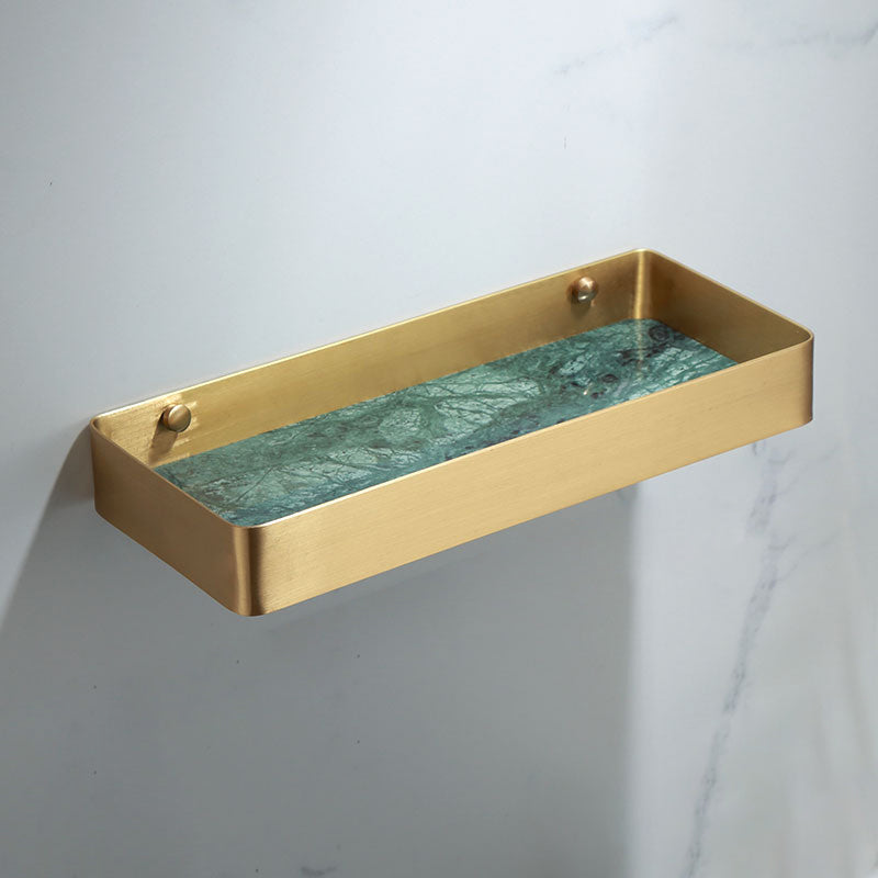 Polished Brass Bathroom Accessory Set Marble Bathroom Hardware Green Square Bath Shelf Clearhalo 'Bathroom Hardware Sets' 'Bathroom Hardware' 'Bathroom Remodel & Bathroom Fixtures' 'bathroom_hardware_sets' 'Home Improvement' 'home_improvement' 'home_improvement_bathroom_hardware_sets' 6997756