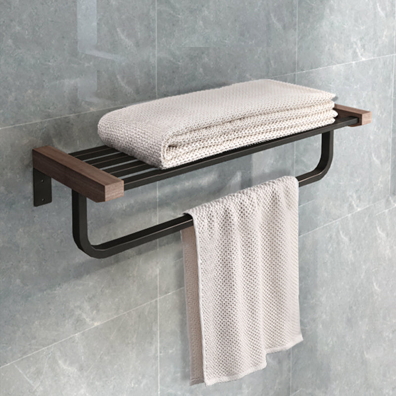 7-Piece Bathroom Accessory Set Metal Bathroom Set with Wood Accents Towel Rack (28"L) Clearhalo 'Bathroom Hardware Sets' 'Bathroom Hardware' 'Bathroom Remodel & Bathroom Fixtures' 'bathroom_hardware_sets' 'Home Improvement' 'home_improvement' 'home_improvement_bathroom_hardware_sets' 6997770