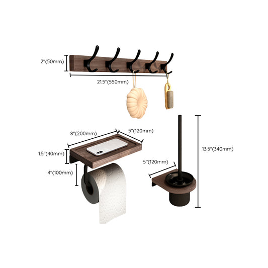 7-Piece Bathroom Accessory Set Metal Bathroom Set with Wood Accents Clearhalo 'Bathroom Hardware Sets' 'Bathroom Hardware' 'Bathroom Remodel & Bathroom Fixtures' 'bathroom_hardware_sets' 'Home Improvement' 'home_improvement' 'home_improvement_bathroom_hardware_sets' 6997784