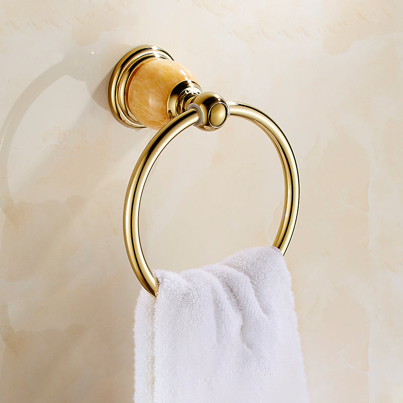 Polished Gold Bathroom Set Metal Bathroom Accessories Hardware Set Towel Ring Clearhalo 'Bathroom Hardware Sets' 'Bathroom Hardware' 'Bathroom Remodel & Bathroom Fixtures' 'bathroom_hardware_sets' 'Home Improvement' 'home_improvement' 'home_improvement_bathroom_hardware_sets' 6997852