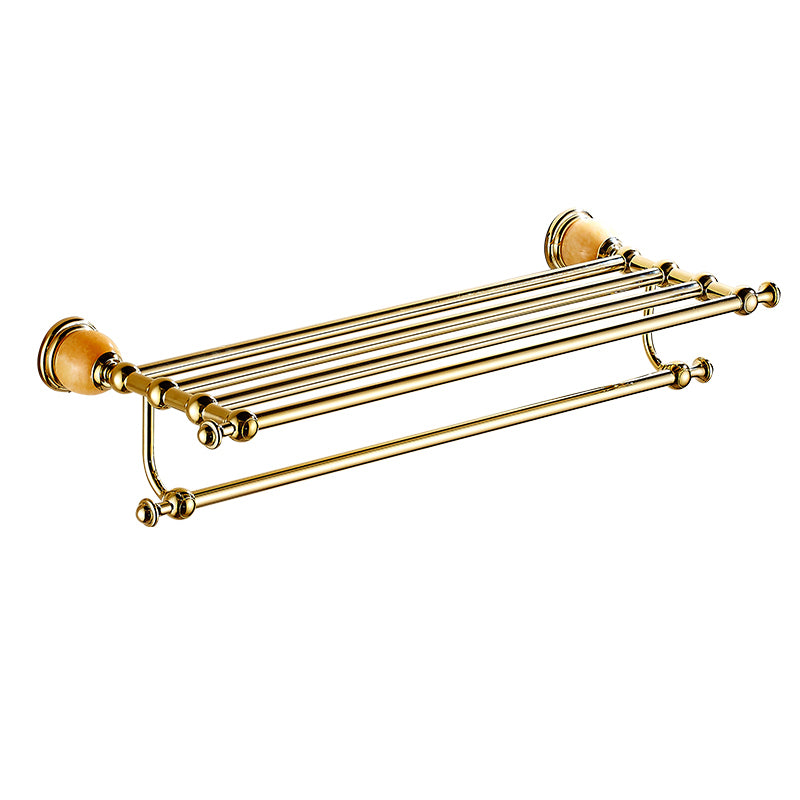 Polished Gold Bathroom Set Metal Bathroom Accessories Hardware Set Towel Rack Clearhalo 'Bathroom Hardware Sets' 'Bathroom Hardware' 'Bathroom Remodel & Bathroom Fixtures' 'bathroom_hardware_sets' 'Home Improvement' 'home_improvement' 'home_improvement_bathroom_hardware_sets' 6997856