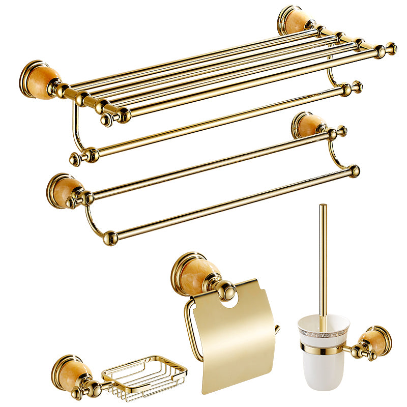 Polished Gold Bathroom Set Metal Bathroom Accessories Hardware Set Clearhalo 'Bathroom Hardware Sets' 'Bathroom Hardware' 'Bathroom Remodel & Bathroom Fixtures' 'bathroom_hardware_sets' 'Home Improvement' 'home_improvement' 'home_improvement_bathroom_hardware_sets' 6997857