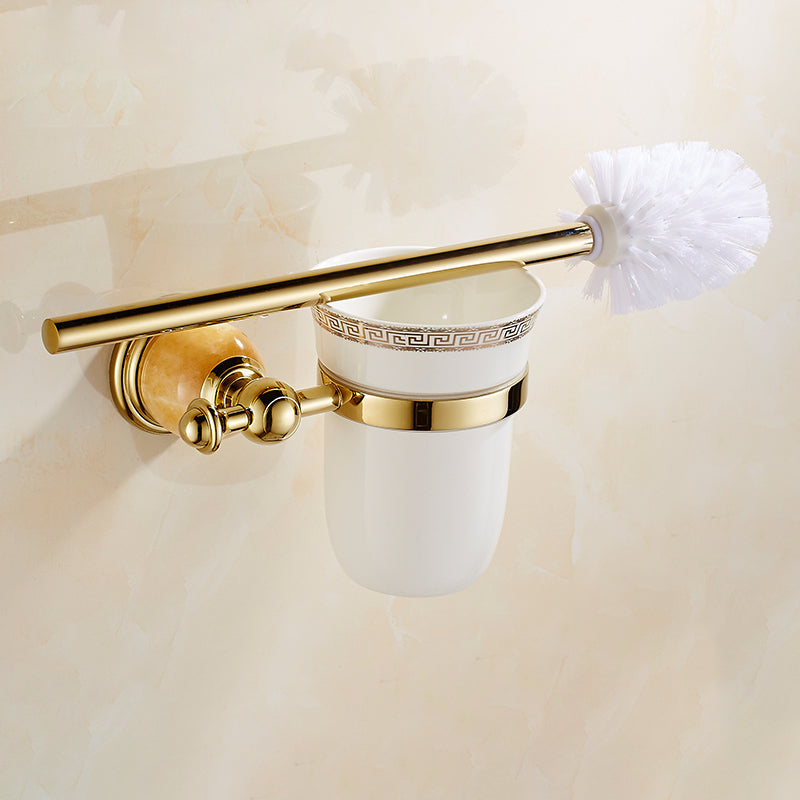 Polished Gold Bathroom Set Metal Bathroom Accessories Hardware Set Toilet Brush Clearhalo 'Bathroom Hardware Sets' 'Bathroom Hardware' 'Bathroom Remodel & Bathroom Fixtures' 'bathroom_hardware_sets' 'Home Improvement' 'home_improvement' 'home_improvement_bathroom_hardware_sets' 6997858