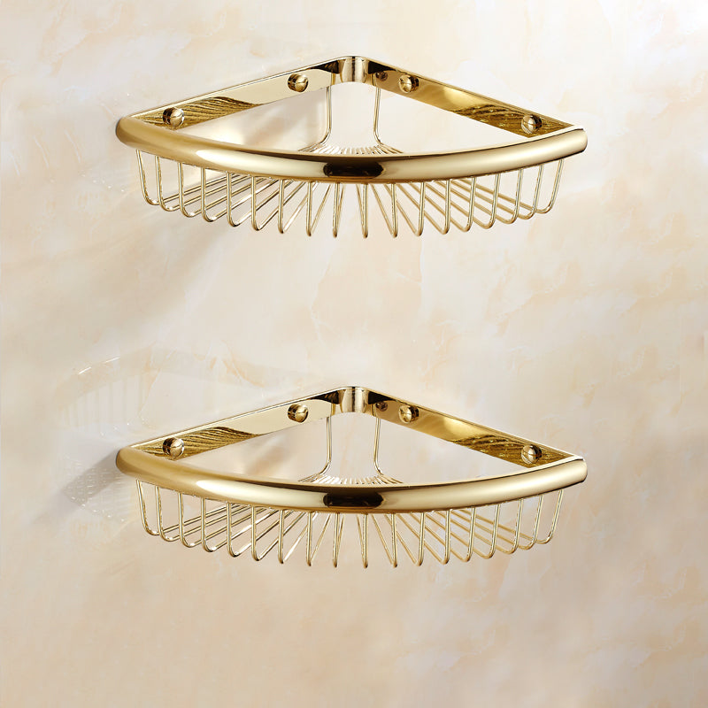Polished Gold Bathroom Set Metal Bathroom Accessories Hardware Set 2-Piece Set (Triangular Bath Shelf) Clearhalo 'Bathroom Hardware Sets' 'Bathroom Hardware' 'Bathroom Remodel & Bathroom Fixtures' 'bathroom_hardware_sets' 'Home Improvement' 'home_improvement' 'home_improvement_bathroom_hardware_sets' 6997866