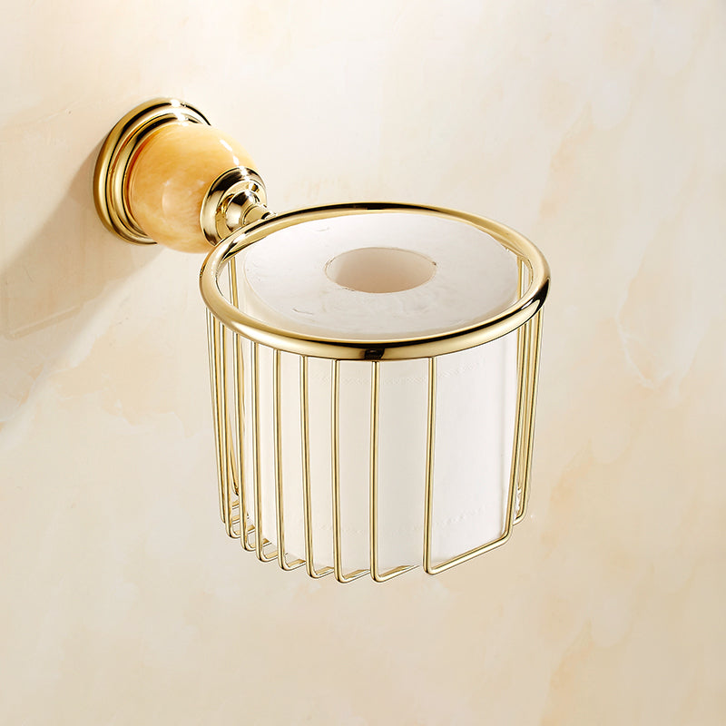 Polished Gold Bathroom Set Metal Bathroom Accessories Hardware Set Tissue Basket Clearhalo 'Bathroom Hardware Sets' 'Bathroom Hardware' 'Bathroom Remodel & Bathroom Fixtures' 'bathroom_hardware_sets' 'Home Improvement' 'home_improvement' 'home_improvement_bathroom_hardware_sets' 6997875