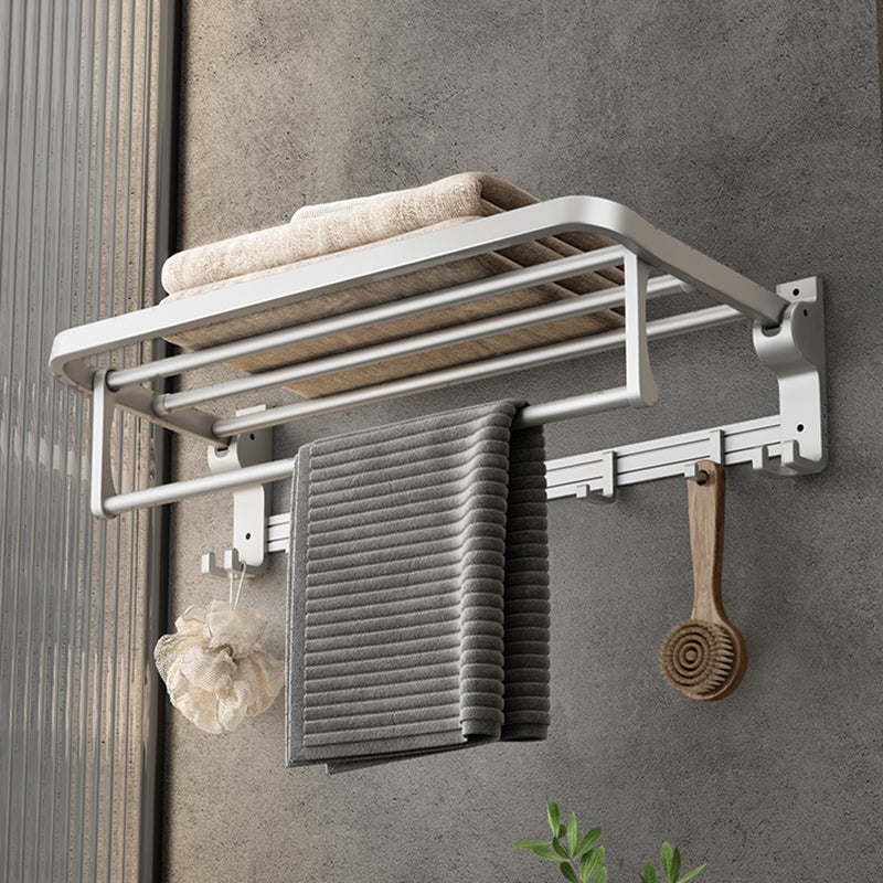 Contemporary Silver Metal Bath Hardware Set with Triangle Bath Shelf Towel Rack Clearhalo 'Bathroom Hardware Sets' 'Bathroom Hardware' 'Bathroom Remodel & Bathroom Fixtures' 'bathroom_hardware_sets' 'Home Improvement' 'home_improvement' 'home_improvement_bathroom_hardware_sets' 6997878