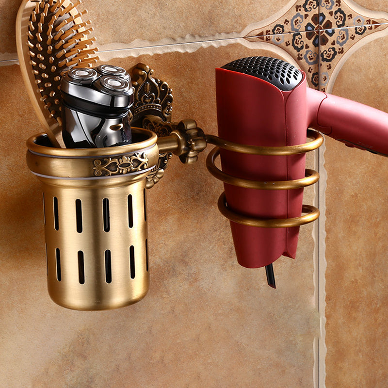Traditional Metal Bathroom Accessories Hardware Set with Soap Dish Brass Unavailiable Hair Dryer with Shelf Clearhalo 'Bathroom Hardware Sets' 'Bathroom Hardware' 'Bathroom Remodel & Bathroom Fixtures' 'bathroom_hardware_sets' 'Home Improvement' 'home_improvement' 'home_improvement_bathroom_hardware_sets' 6997931