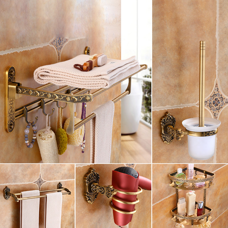 Traditional Metal Bathroom Accessories Hardware Set with Soap Dish Brass Unavailiable 5-Piece Set (Hair Dryer Holder) Clearhalo 'Bathroom Hardware Sets' 'Bathroom Hardware' 'Bathroom Remodel & Bathroom Fixtures' 'bathroom_hardware_sets' 'Home Improvement' 'home_improvement' 'home_improvement_bathroom_hardware_sets' 6997932