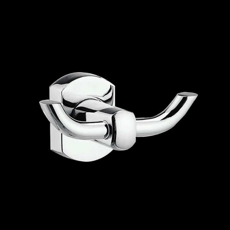 Contemporary Bathroom Accessories Hardware Set In Silver Metal Towel Robe Hook Clearhalo 'Bathroom Hardware Sets' 'Bathroom Hardware' 'Bathroom Remodel & Bathroom Fixtures' 'bathroom_hardware_sets' 'Home Improvement' 'home_improvement' 'home_improvement_bathroom_hardware_sets' 6997946