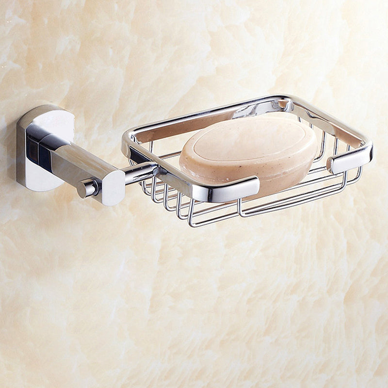 Contemporary Bathroom Accessories Hardware Set In Silver Metal Soap Dish Clearhalo 'Bathroom Hardware Sets' 'Bathroom Hardware' 'Bathroom Remodel & Bathroom Fixtures' 'bathroom_hardware_sets' 'Home Improvement' 'home_improvement' 'home_improvement_bathroom_hardware_sets' 6997950
