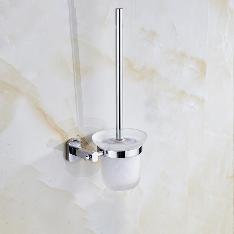 Contemporary Bathroom Accessories Hardware Set In Silver Metal Toilet Brush Clearhalo 'Bathroom Hardware Sets' 'Bathroom Hardware' 'Bathroom Remodel & Bathroom Fixtures' 'bathroom_hardware_sets' 'Home Improvement' 'home_improvement' 'home_improvement_bathroom_hardware_sets' 6997956