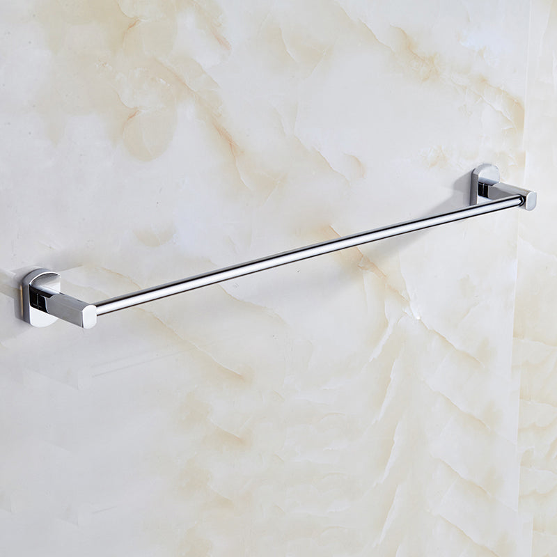 Contemporary Bathroom Accessories Hardware Set In Silver Metal Towel Bar (Single Rod) Clearhalo 'Bathroom Hardware Sets' 'Bathroom Hardware' 'Bathroom Remodel & Bathroom Fixtures' 'bathroom_hardware_sets' 'Home Improvement' 'home_improvement' 'home_improvement_bathroom_hardware_sets' 6997959