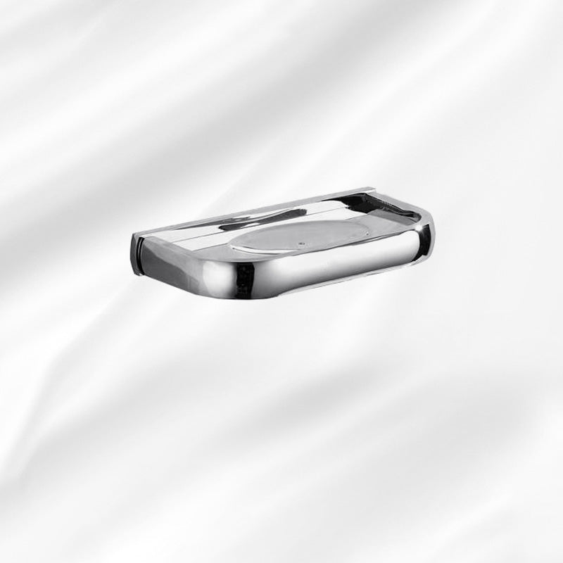 Contemporary Silver Bathroom Set with Bath Shelf and Towel Bar Soap Dish Clearhalo 'Bathroom Hardware Sets' 'Bathroom Hardware' 'Bathroom Remodel & Bathroom Fixtures' 'bathroom_hardware_sets' 'Home Improvement' 'home_improvement' 'home_improvement_bathroom_hardware_sets' 6998011