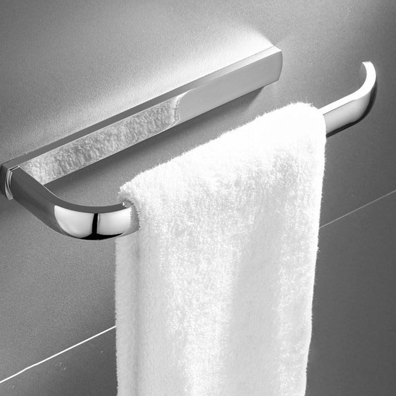 Contemporary Silver Bathroom Set with Bath Shelf and Towel Bar Clearhalo 'Bathroom Hardware Sets' 'Bathroom Hardware' 'Bathroom Remodel & Bathroom Fixtures' 'bathroom_hardware_sets' 'Home Improvement' 'home_improvement' 'home_improvement_bathroom_hardware_sets' 6998024