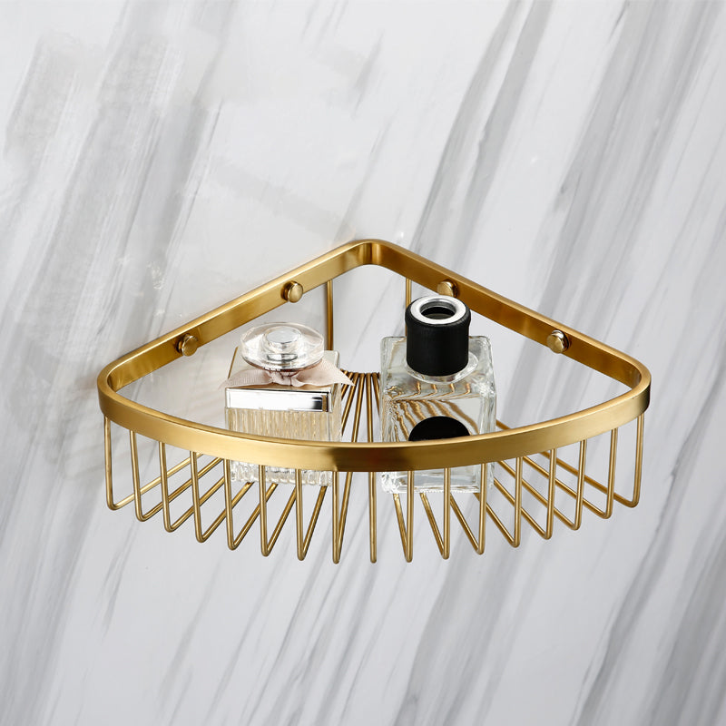Traditional Style Brass Bathroom Accessory as Individual or as a Set in Metal Triangular Bath Shelf Clearhalo 'Bathroom Hardware Sets' 'Bathroom Hardware' 'Bathroom Remodel & Bathroom Fixtures' 'bathroom_hardware_sets' 'Home Improvement' 'home_improvement' 'home_improvement_bathroom_hardware_sets' 6998046