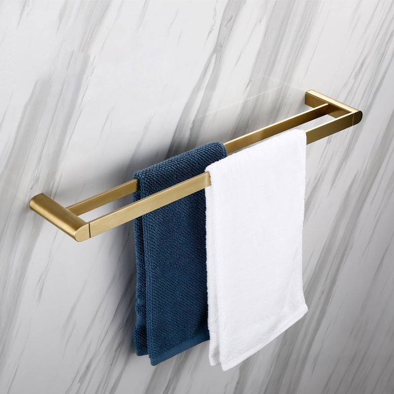 Traditional Style Brass Bathroom Accessory as Individual or as a Set in Metal Towel Bar (Double Rods) Clearhalo 'Bathroom Hardware Sets' 'Bathroom Hardware' 'Bathroom Remodel & Bathroom Fixtures' 'bathroom_hardware_sets' 'Home Improvement' 'home_improvement' 'home_improvement_bathroom_hardware_sets' 6998052