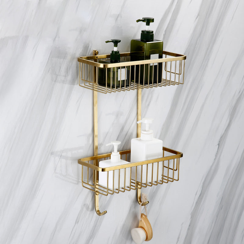 Traditional Style Brass Bathroom Accessory as Individual or as a Set in Metal Bath Shelf (Double Layers) Clearhalo 'Bathroom Hardware Sets' 'Bathroom Hardware' 'Bathroom Remodel & Bathroom Fixtures' 'bathroom_hardware_sets' 'Home Improvement' 'home_improvement' 'home_improvement_bathroom_hardware_sets' 6998055