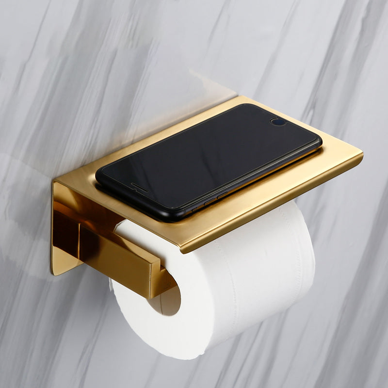 Traditional Style Brass Bathroom Accessory as Individual or as a Set in Metal Toilet Paper Holder (Straight) Clearhalo 'Bathroom Hardware Sets' 'Bathroom Hardware' 'Bathroom Remodel & Bathroom Fixtures' 'bathroom_hardware_sets' 'Home Improvement' 'home_improvement' 'home_improvement_bathroom_hardware_sets' 6998056