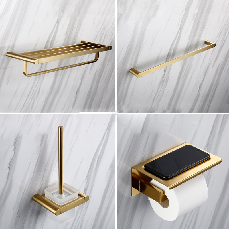 Traditional Style Brass Bathroom Accessory as Individual or as a Set in Metal 4-Piece Set Clearhalo 'Bathroom Hardware Sets' 'Bathroom Hardware' 'Bathroom Remodel & Bathroom Fixtures' 'bathroom_hardware_sets' 'Home Improvement' 'home_improvement' 'home_improvement_bathroom_hardware_sets' 6998060