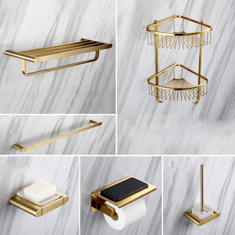Traditional Style Brass Bathroom Accessory as Individual or as a Set in Metal 6-Piece Set Clearhalo 'Bathroom Hardware Sets' 'Bathroom Hardware' 'Bathroom Remodel & Bathroom Fixtures' 'bathroom_hardware_sets' 'Home Improvement' 'home_improvement' 'home_improvement_bathroom_hardware_sets' 6998061