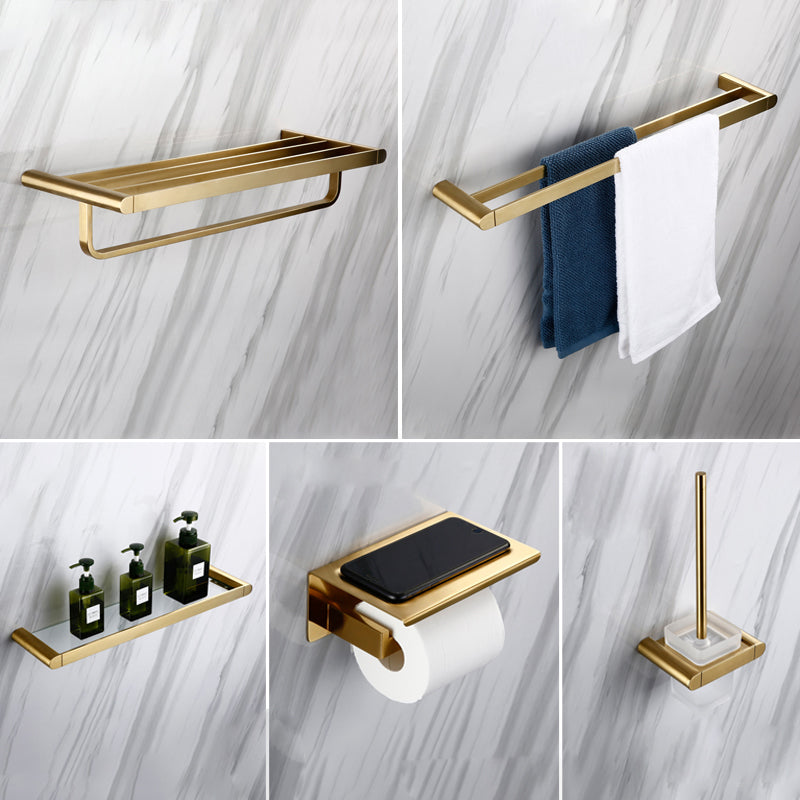 Traditional Style Brass Bathroom Accessory as Individual or as a Set in Metal 5 piece Set Clearhalo 'Bathroom Hardware Sets' 'Bathroom Hardware' 'Bathroom Remodel & Bathroom Fixtures' 'bathroom_hardware_sets' 'Home Improvement' 'home_improvement' 'home_improvement_bathroom_hardware_sets' 6998062
