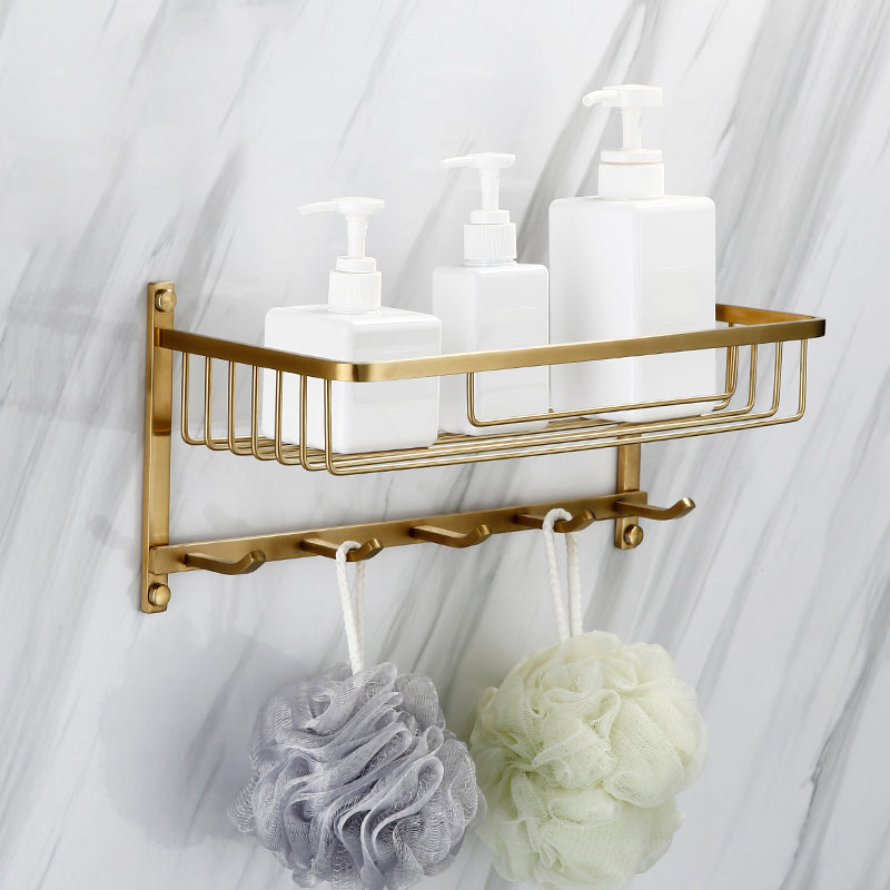 Traditional Style Brass Bathroom Accessory as Individual or as a Set in Metal Square Bathroom Shelf (15-inch) Clearhalo 'Bathroom Hardware Sets' 'Bathroom Hardware' 'Bathroom Remodel & Bathroom Fixtures' 'bathroom_hardware_sets' 'Home Improvement' 'home_improvement' 'home_improvement_bathroom_hardware_sets' 6998065