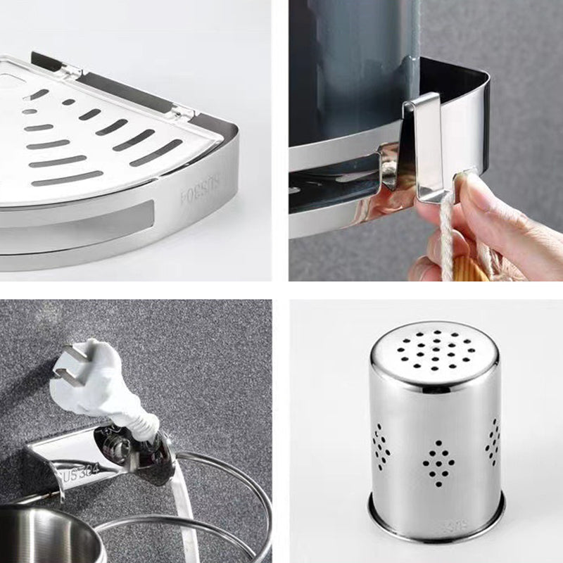 Contemporary Style Silver Metal Bathroom Accessory as Individual or as a Set Clearhalo 'Bathroom Hardware Sets' 'Bathroom Hardware' 'Bathroom Remodel & Bathroom Fixtures' 'bathroom_hardware_sets' 'Home Improvement' 'home_improvement' 'home_improvement_bathroom_hardware_sets' 6998111