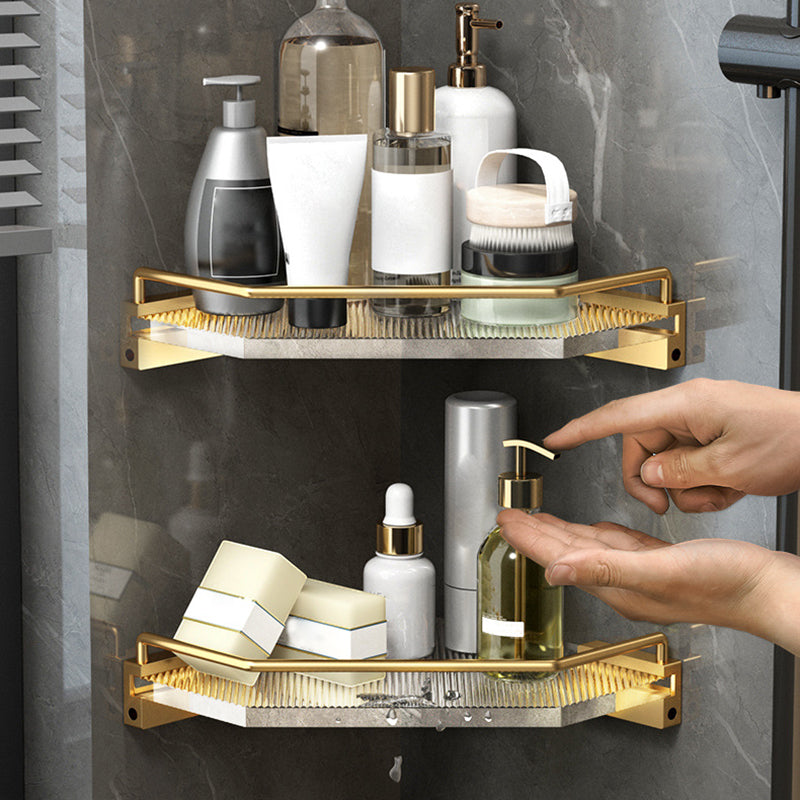 Bathroom Accessory Set in Gold Metal and Acrylic Bath Hardware Set Clearhalo 'Bathroom Hardware Sets' 'Bathroom Hardware' 'Bathroom Remodel & Bathroom Fixtures' 'bathroom_hardware_sets' 'Home Improvement' 'home_improvement' 'home_improvement_bathroom_hardware_sets' 6998146