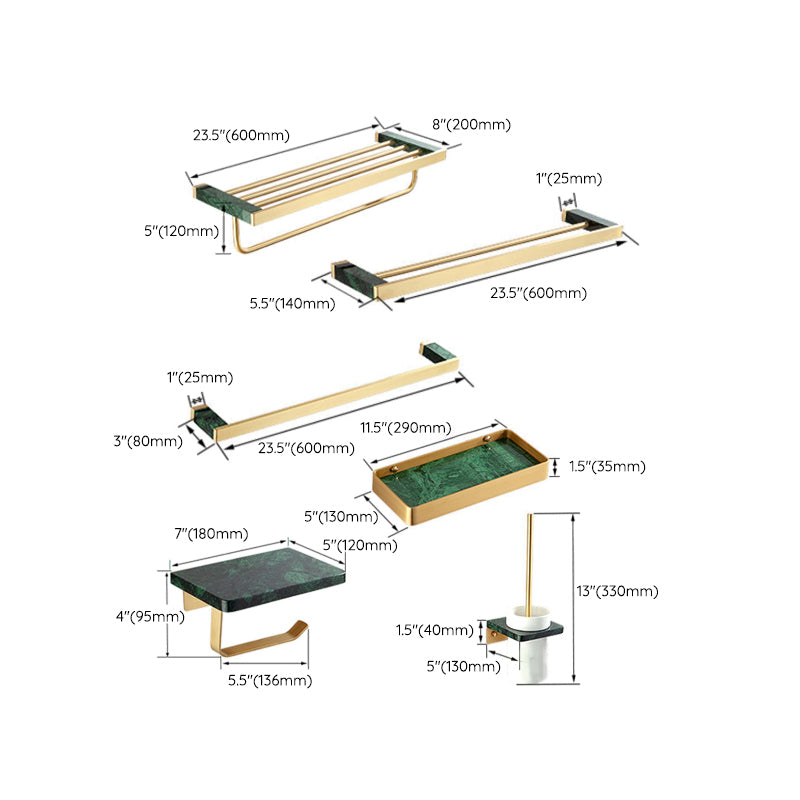 Brass Bathroom Accessory Set Marble Bathroom Accessory Kit for Home Clearhalo 'Bathroom Hardware Sets' 'Bathroom Hardware' 'Bathroom Remodel & Bathroom Fixtures' 'bathroom_hardware_sets' 'Home Improvement' 'home_improvement' 'home_improvement_bathroom_hardware_sets' 6998190