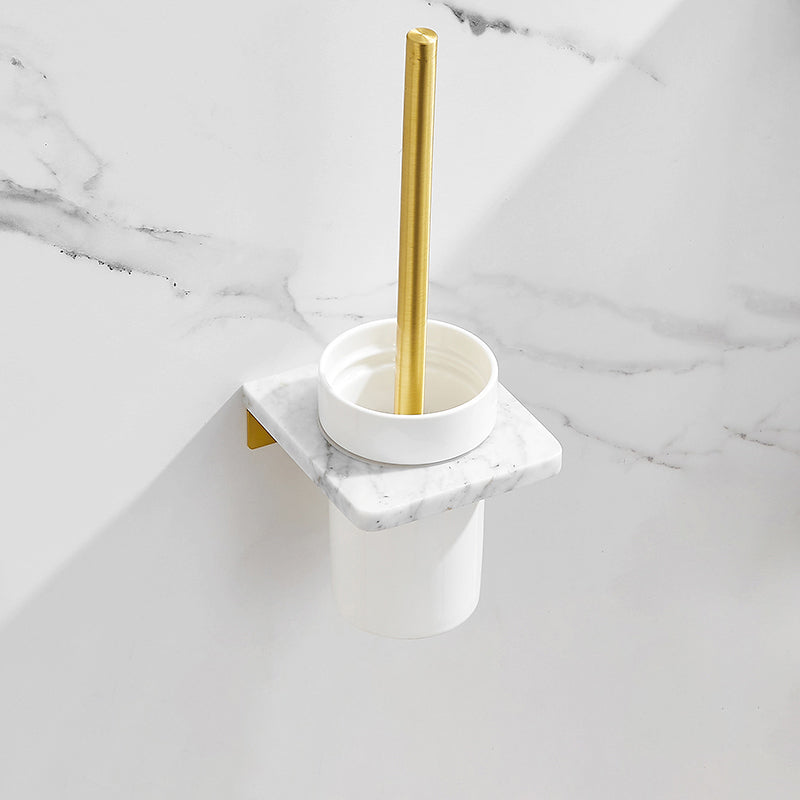 7 Piece Bathroom Accessory Set Marble and Metal Bathroom Hardware Toilet Brush Clearhalo 'Bathroom Hardware Sets' 'Bathroom Hardware' 'Bathroom Remodel & Bathroom Fixtures' 'bathroom_hardware_sets' 'Home Improvement' 'home_improvement' 'home_improvement_bathroom_hardware_sets' 6998195