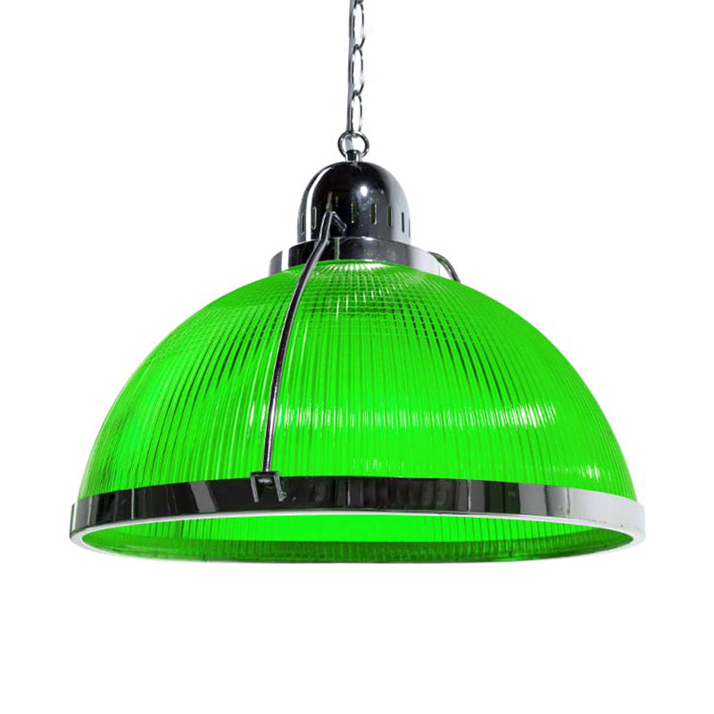 Acrylic and Metal Ribbed Dome Pendant Lighting Industrial 1 Head Living Room Hanging Lamp in White/Red/Yellow Clearhalo 'Ceiling Lights' 'Industrial Pendants' 'Industrial' 'Middle Century Pendants' 'Pendant Lights' 'Pendants' 'Tiffany' Lighting' 69982