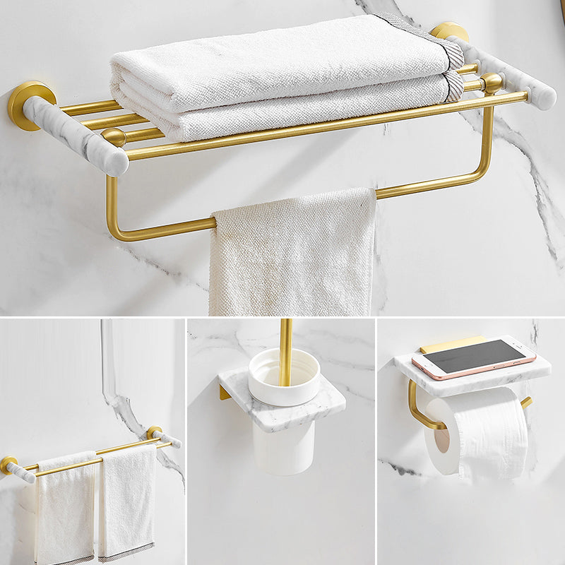 7 Piece Bathroom Accessory Set Marble and Metal Bathroom Hardware 4-Piece Set (Double Rods) Clearhalo 'Bathroom Hardware Sets' 'Bathroom Hardware' 'Bathroom Remodel & Bathroom Fixtures' 'bathroom_hardware_sets' 'Home Improvement' 'home_improvement' 'home_improvement_bathroom_hardware_sets' 6998202