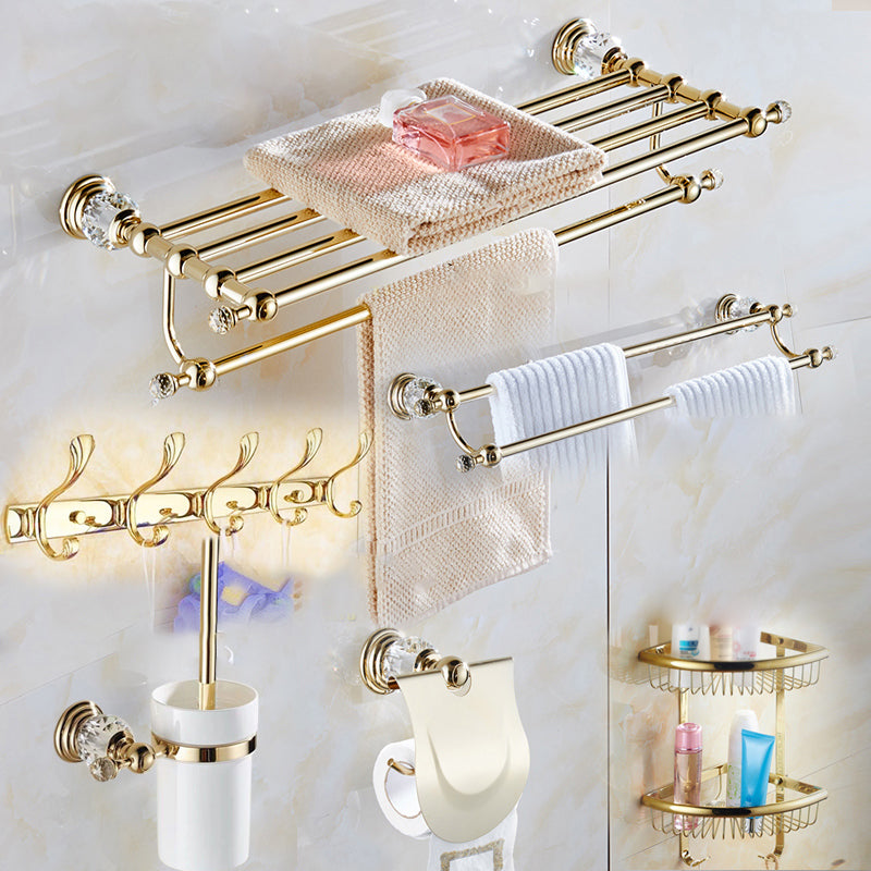 Traditional Brass Metal Bathroom Accessory As Individual Or As a Set 6-Piece Set (Double Rods) Clearhalo 'Bathroom Hardware Sets' 'Bathroom Hardware' 'Bathroom Remodel & Bathroom Fixtures' 'bathroom_hardware_sets' 'Home Improvement' 'home_improvement' 'home_improvement_bathroom_hardware_sets' 6998259