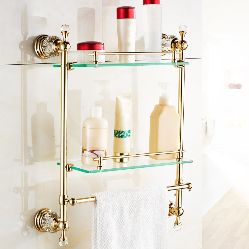 Traditional Brass Metal Bathroom Accessory As Individual Or As a Set Double Layer Triangle Bath Shelves Clearhalo 'Bathroom Hardware Sets' 'Bathroom Hardware' 'Bathroom Remodel & Bathroom Fixtures' 'bathroom_hardware_sets' 'Home Improvement' 'home_improvement' 'home_improvement_bathroom_hardware_sets' 6998261
