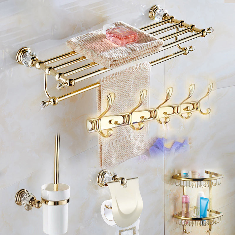 Traditional Brass Metal Bathroom Accessory As Individual Or As a Set 5-Piece Set (Row Hook) Clearhalo 'Bathroom Hardware Sets' 'Bathroom Hardware' 'Bathroom Remodel & Bathroom Fixtures' 'bathroom_hardware_sets' 'Home Improvement' 'home_improvement' 'home_improvement_bathroom_hardware_sets' 6998263