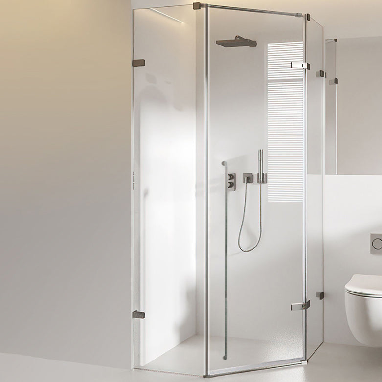 Matte Black Semi Frameless Glass Shower Screen Hinged Shower Door Clearhalo 'Bathroom Remodel & Bathroom Fixtures' 'Home Improvement' 'home_improvement' 'home_improvement_shower_tub_doors' 'Shower and Tub Doors' 'shower_tub_doors' 'Showers & Bathtubs' 6998385