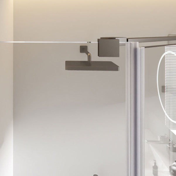 Matte Black Semi Frameless Glass Shower Screen Hinged Shower Door Clearhalo 'Bathroom Remodel & Bathroom Fixtures' 'Home Improvement' 'home_improvement' 'home_improvement_shower_tub_doors' 'Shower and Tub Doors' 'shower_tub_doors' 'Showers & Bathtubs' 6998391