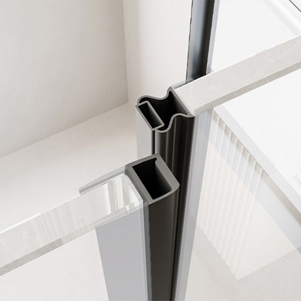 Black Semi Frameless Glass Shower Door Hinged Shower Bath Door Clearhalo 'Bathroom Remodel & Bathroom Fixtures' 'Home Improvement' 'home_improvement' 'home_improvement_shower_tub_doors' 'Shower and Tub Doors' 'shower_tub_doors' 'Showers & Bathtubs' 6998403