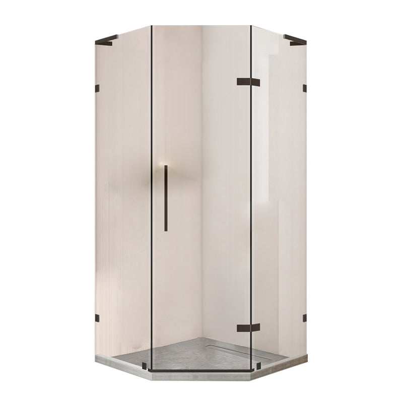 Black Semi Frameless Glass Shower Door Hinged Shower Bath Door Right Clearhalo 'Bathroom Remodel & Bathroom Fixtures' 'Home Improvement' 'home_improvement' 'home_improvement_shower_tub_doors' 'Shower and Tub Doors' 'shower_tub_doors' 'Showers & Bathtubs' 6998409